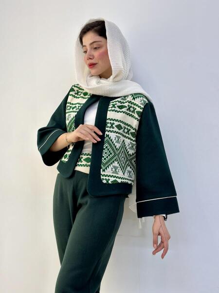 ست 2 تیکه کت و شلوار فوتر خرج کار مکرومه لمه دوزی شده bsn1495