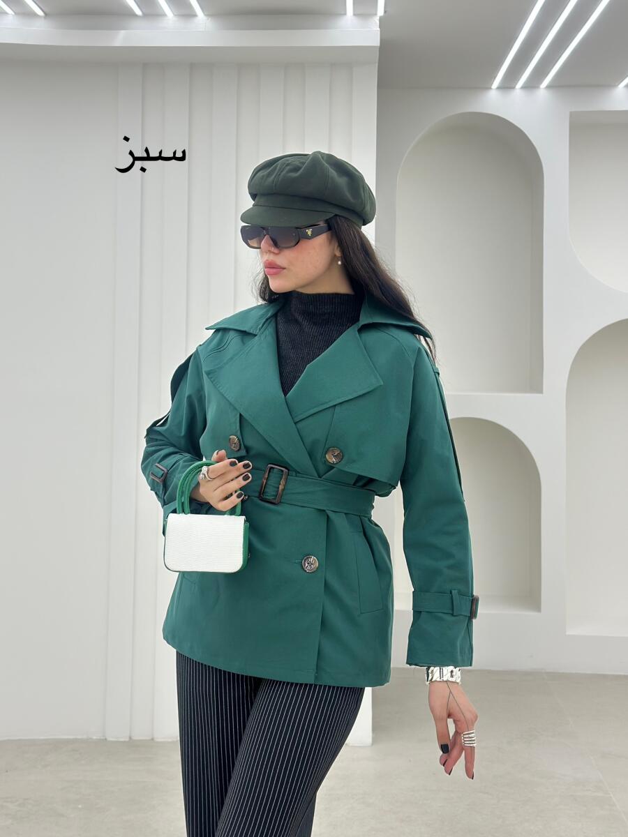 ترنچ کت یقه دوبل 6 دکمه آستردار آستین کمربندی bsn1628
