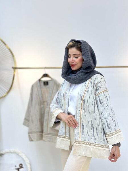 مانتو طرح پتینه خرج کار مکرومه ای bsn847