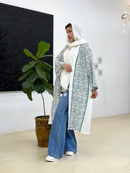 مانتو مزونی طرحدار خرج کار خامه دوزی شده bsn888