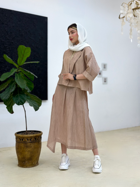 ست 2 تیکه کت و دامن طرح پلیسه ای bsn918