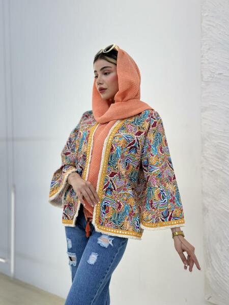 مانتو مزونی طرح پلیسه ای خرج کار آیینه دوزی شده bsn932