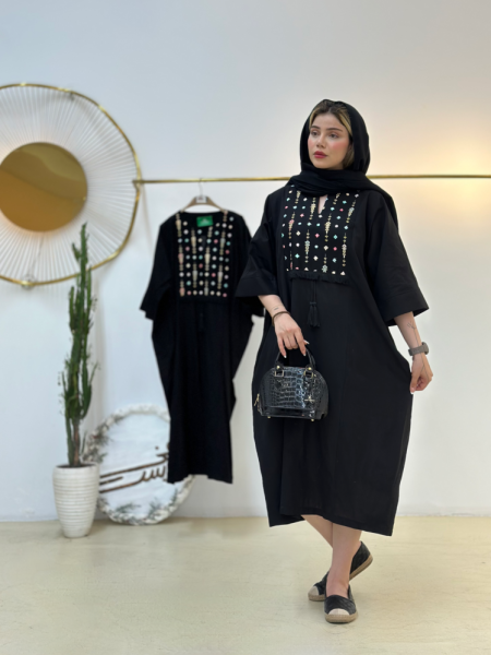 کفتان لینن خرج کار گلدوزی و آیینه دوزی شده منگوله ای bsn735