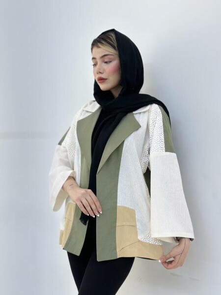 مانتو لینن یقه انگلیسی خرج کار مکرومه ای طرح گل bsn964