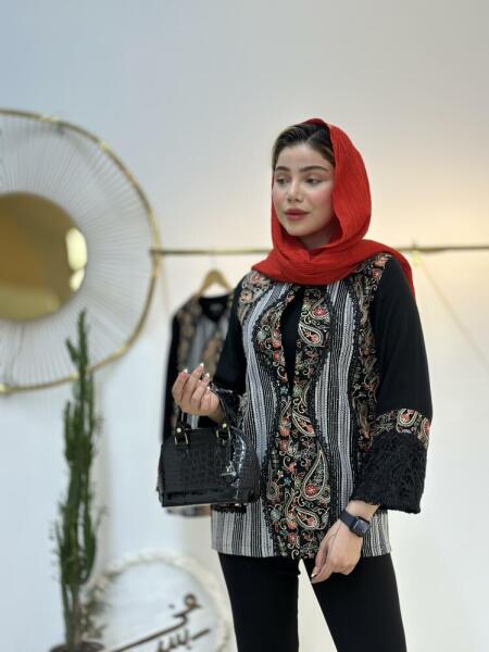 مانتو مجلسی خرج کار هندی آستین گیپور bsn981