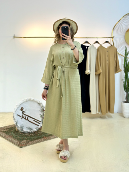 کفتان basic پارچه طرح پلیسه ای آستین دوبل bsn1026