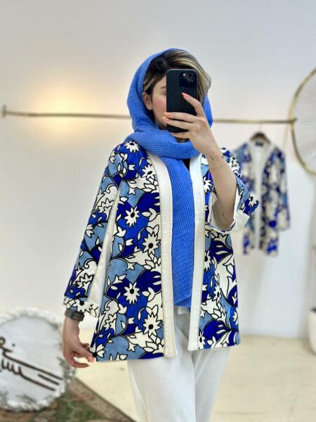 مانتو خرج کار گلدوزی شده طرح گل نواردوزی شده bsn1035