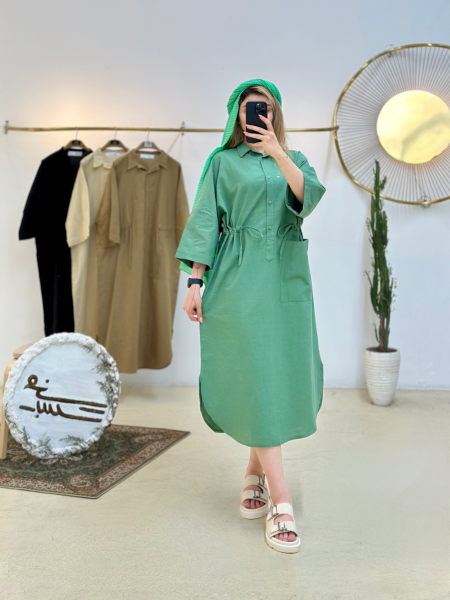 کفتان لینن کمر گتر دکمه دار bsn1097