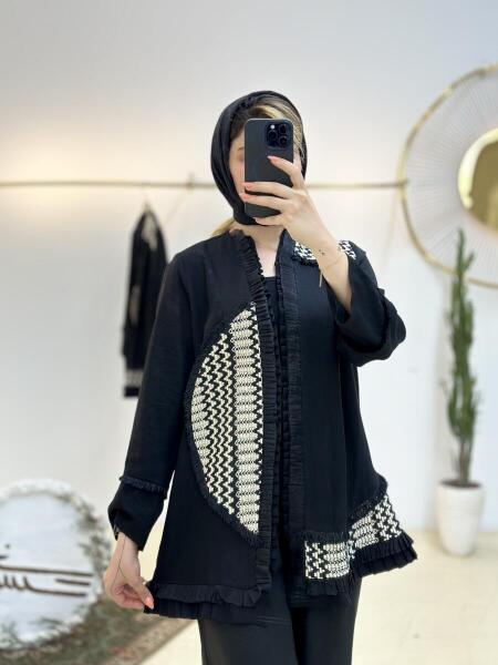مانتو مزونی تیکه دوزی شده طرح مکرومه ای bsn1091