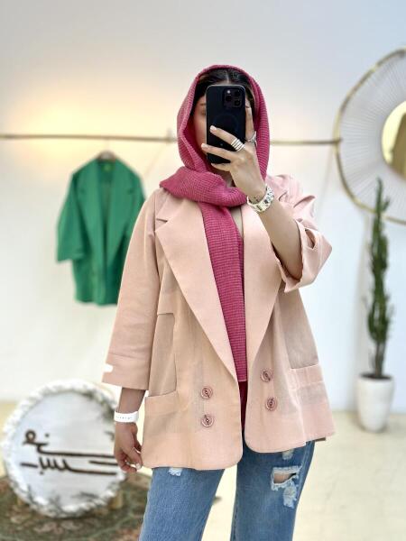 کت لینن اورسایز طرح جیب bsn1197