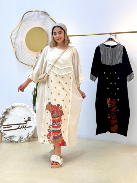 کفتان لینن منجوق دوزی و گلدوزی شده طرح صحرا bsn1210