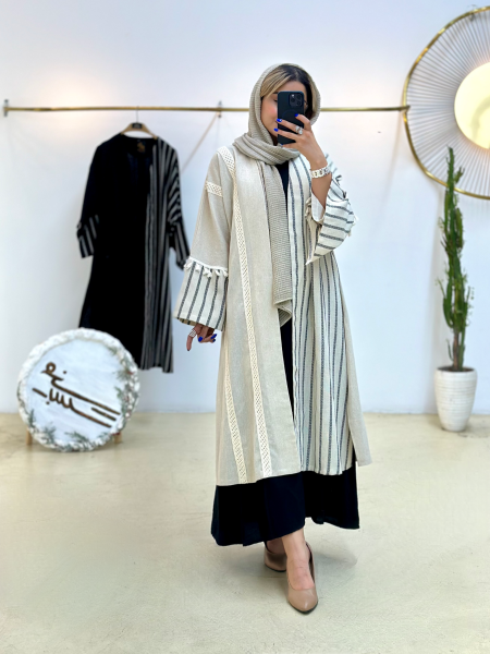 مانتو لینن طرح راه راه خرج کار مکرومه bsn1226