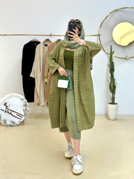 مانتو کرسپو کوک دوزی شده طرح پیلسه ای یقه دوبل bsn1232