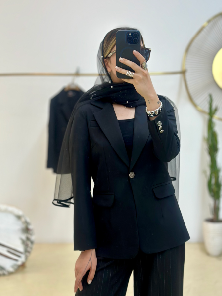 کت کرپ مازراتی تک دکمه طرح جیب bsn1230