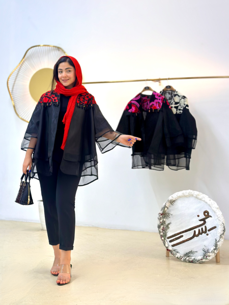 مانتو مجلسی حریر آستر دار خرج کار بخارایی bsn1277