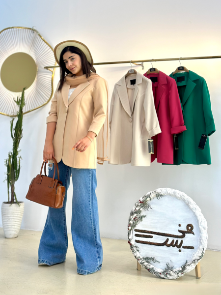 کت کرپ مازراتی یقه انگلیسی آستین دوبل لمه دوزی bsn1310
