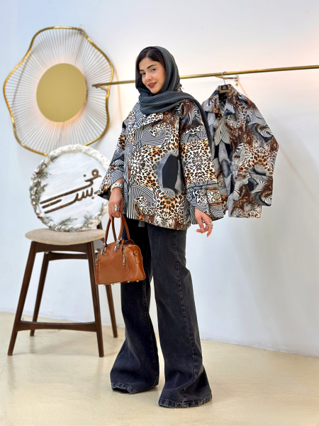 مانتو ژاکارد پاییزه طرح zebra و پلنگی bsn1356
