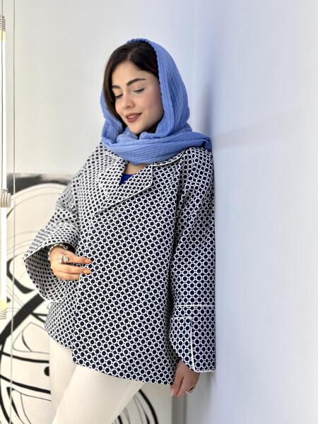 مانتو ژاکارد پاییزه یقه انگلیسی طرح دار bsn1362