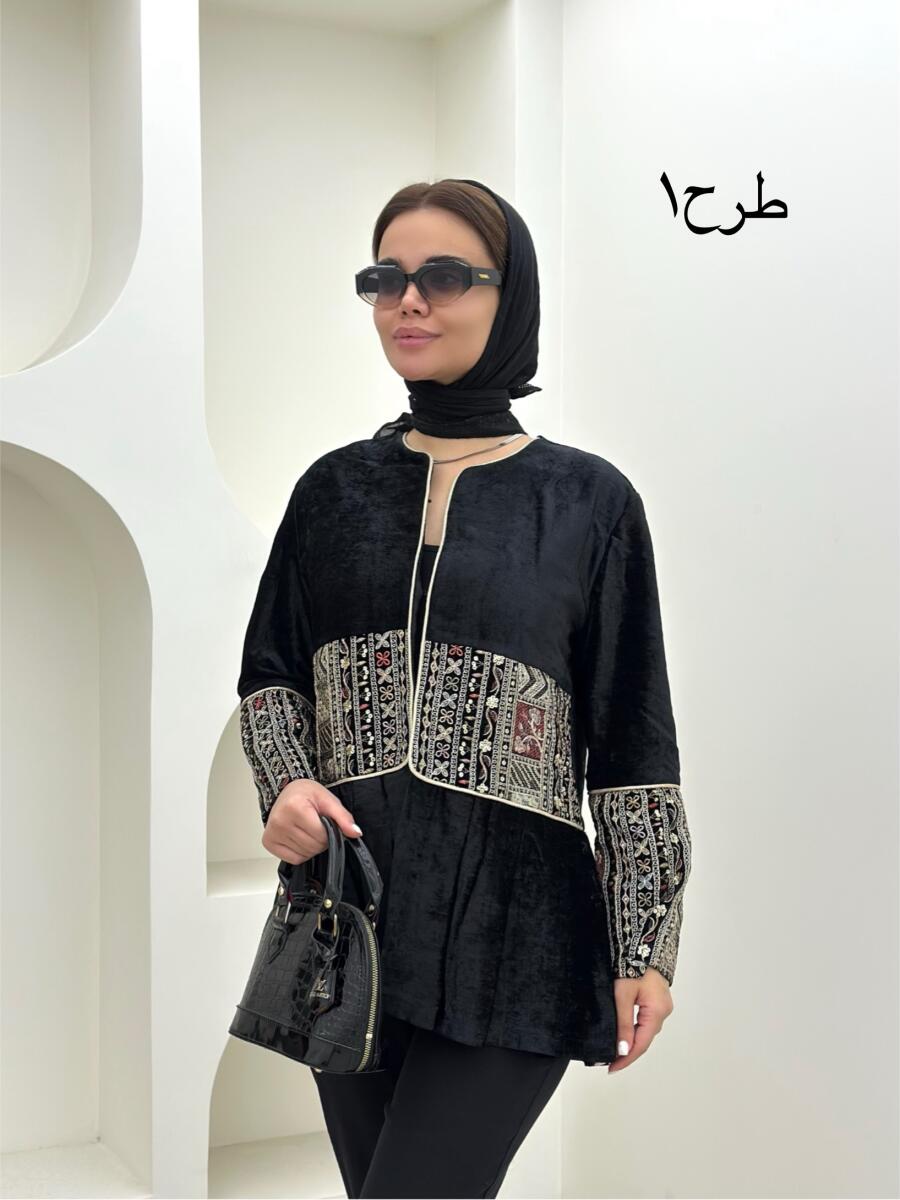 پالتو مخمل مجلسی سوزن دوزی شده پایین پلیسه ای pd172-6