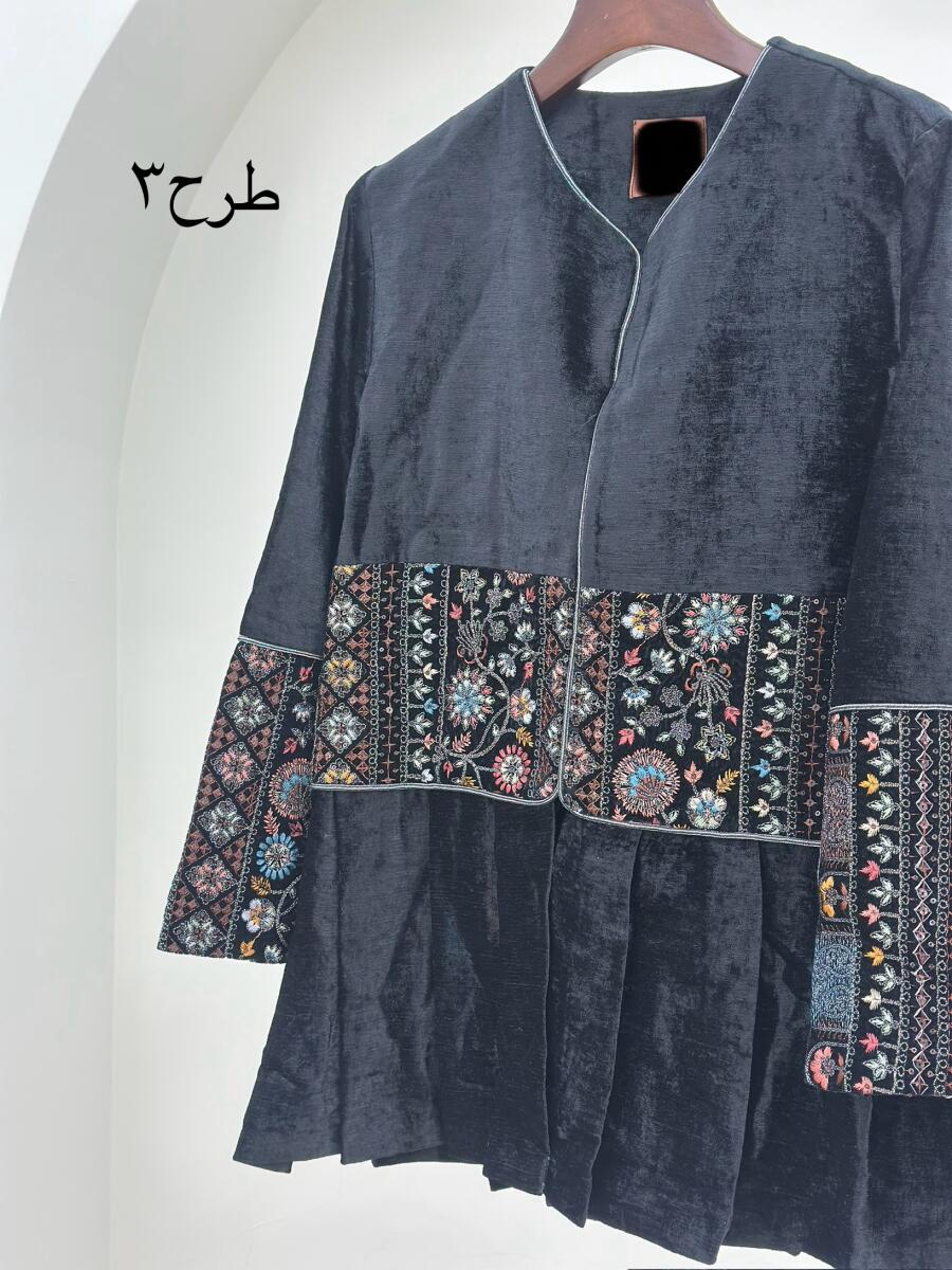 پالتو مخمل مجلسی سوزن دوزی شده پایین پلیسه ای pd172-6