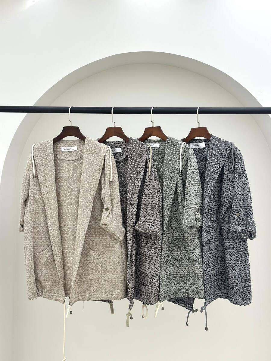 پالتو طرح بافت طرح دار کلاه دار pd92-5