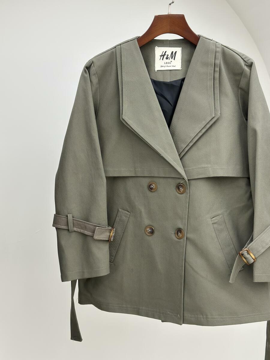 ترنچ کت کتان یقه طرح دوبل 4دکمه آستردار pd72-15