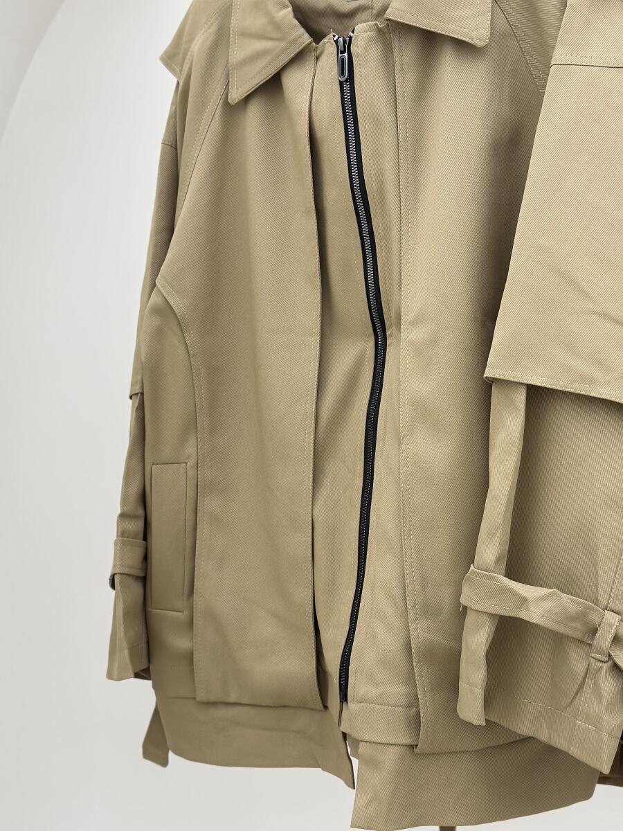 بارانی کتان کج راه زیپی آستردار pd184-4