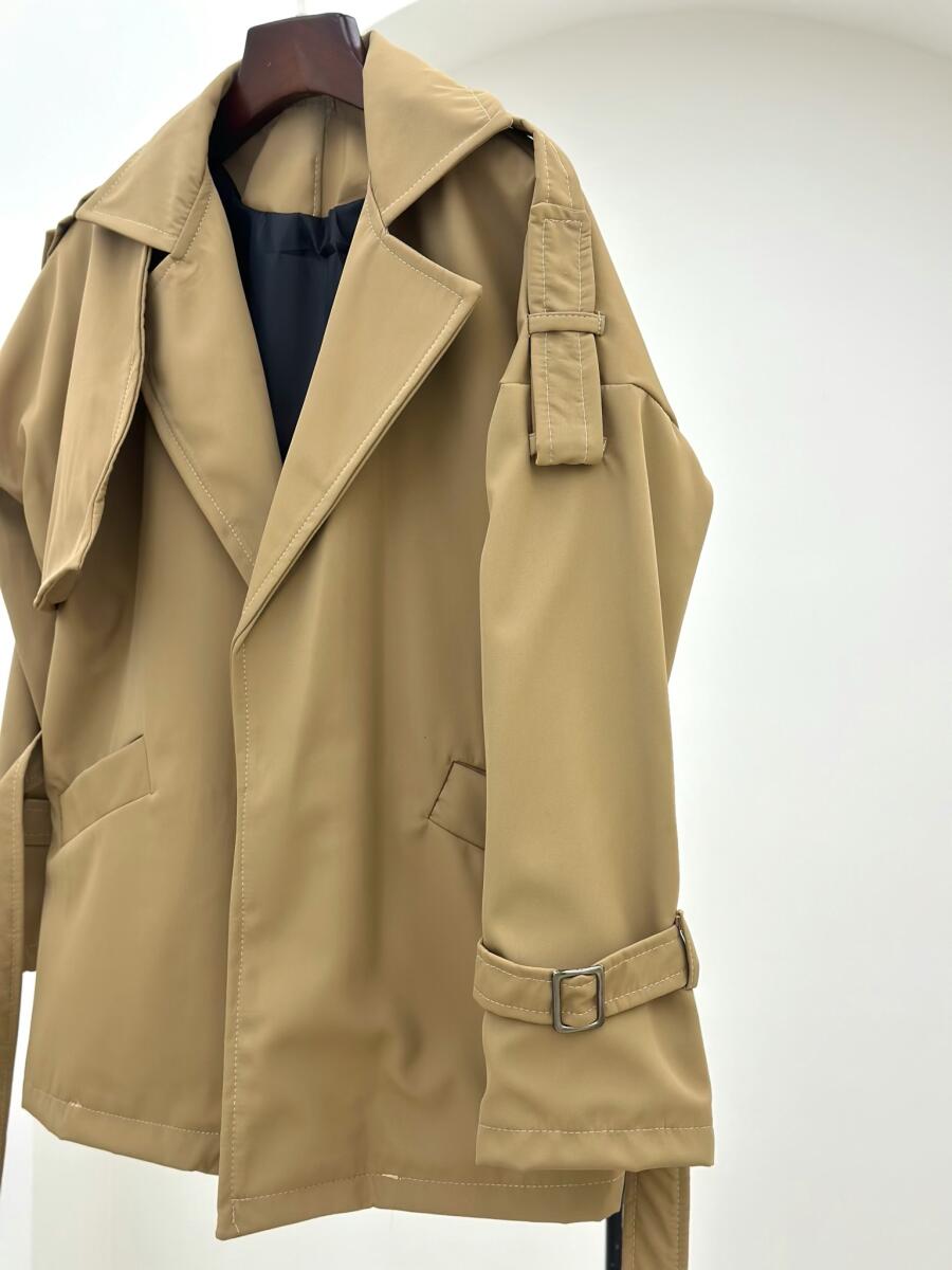 ترنچ کت سانتانا سرشانه پاگون دار آستردار pd197-2