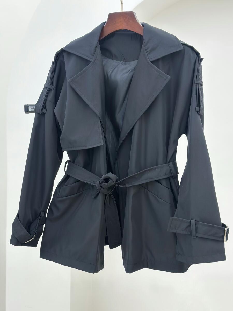 ترنچ کت سانتانا سرشانه پاگون دار آستردار pd197-2