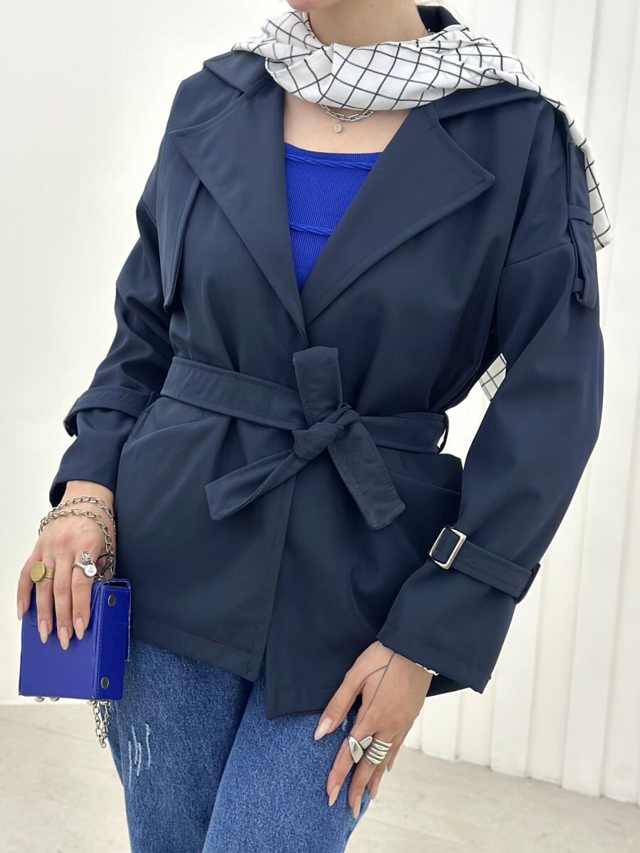 ترنچ کت سانتانا سرشانه پاگون دار آستردار pd197-2