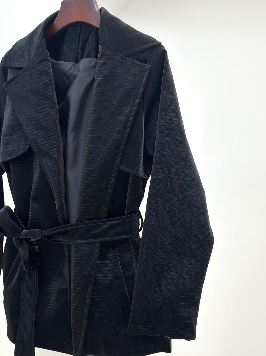 پالتو طرح چرم کمربنددار آستردار pd195-15