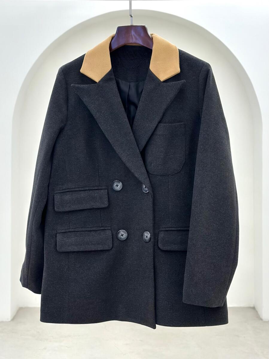 پالتو فوتر کتی یقه طرح2رنگ 4دکمه آستردار pd201-7