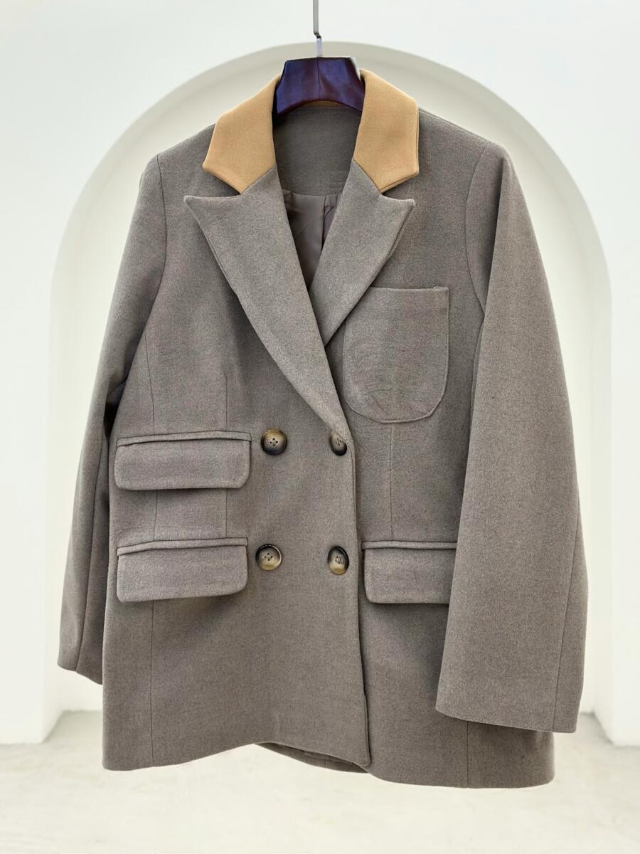 پالتو فوتر کتی یقه طرح2رنگ 4دکمه آستردار pd201-7