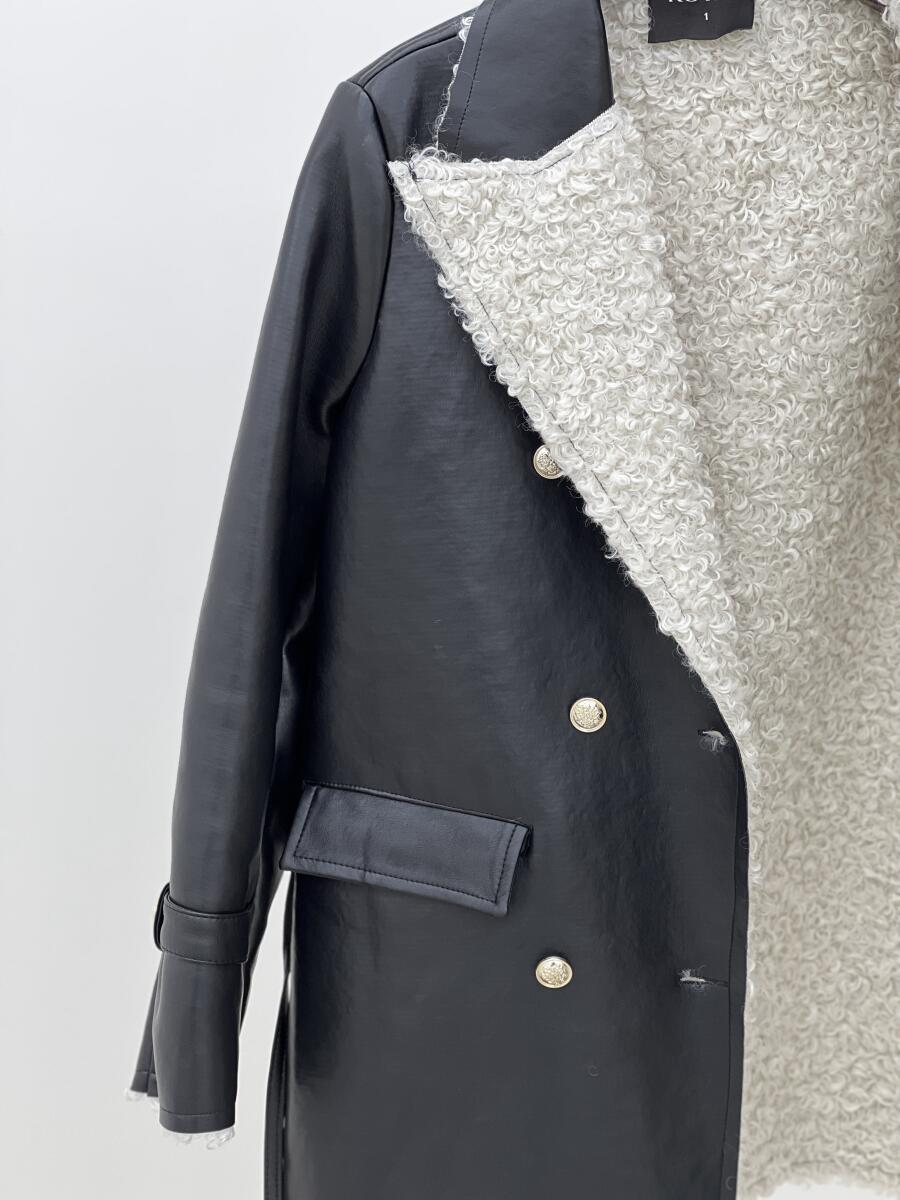 پالتو چرم داخل تدی جیب دار pd206-1