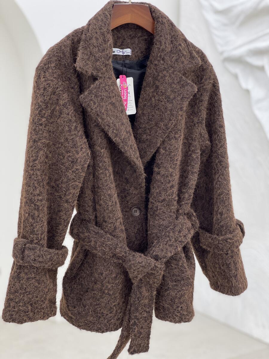 پالتو کتی موهر پشمی آستین پاگون دار آستردار pd346-8