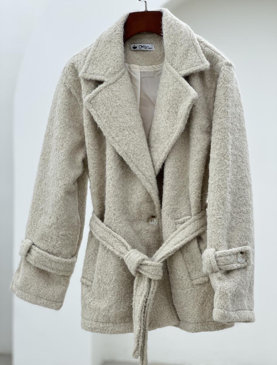 پالتو کتی موهر پشمی آستین پاگون دار آستردار pd346-8