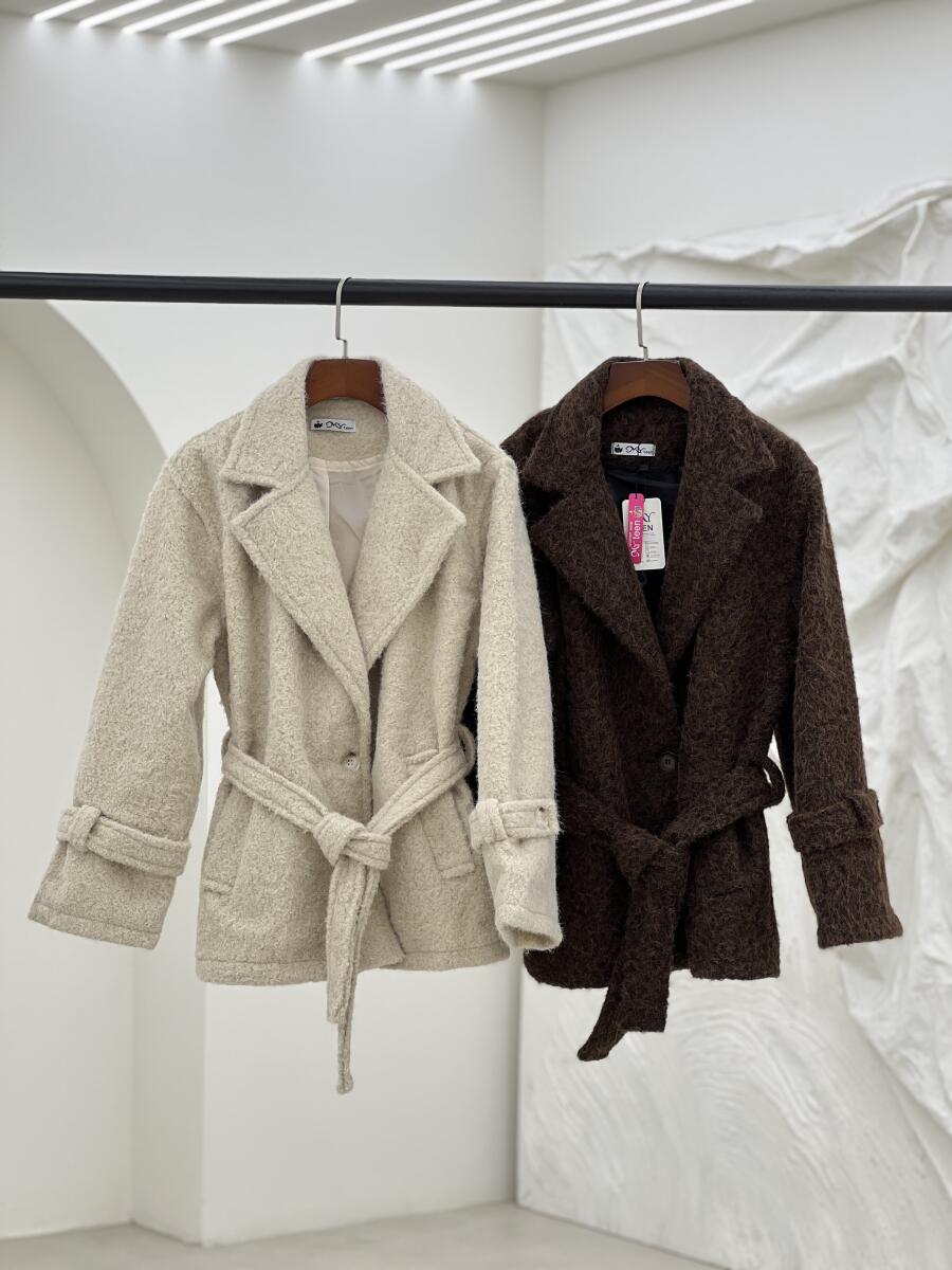 پالتو کتی موهر پشمی آستین پاگون دار آستردار pd346-8