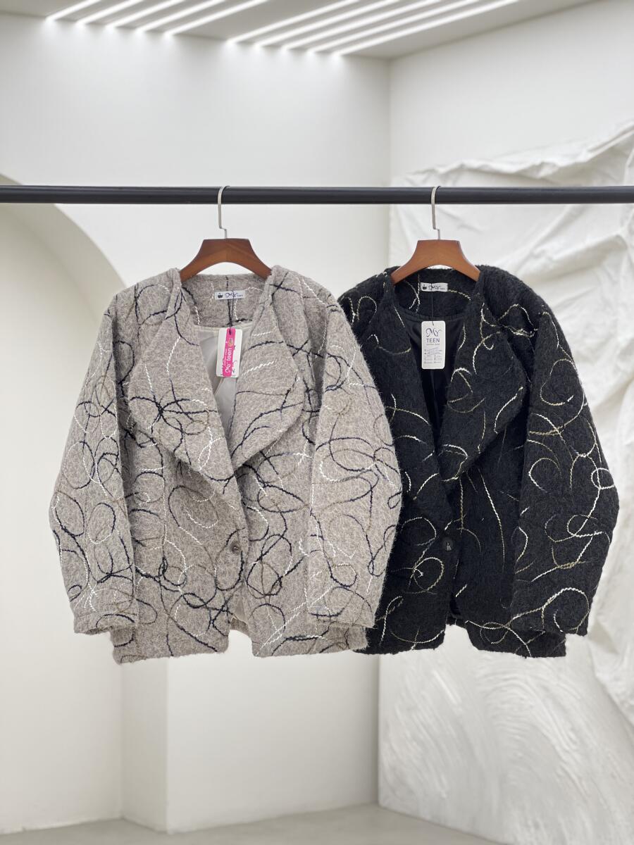 پالتو کتی موهر پشمی گلدوزی شده آستردار pd344-10