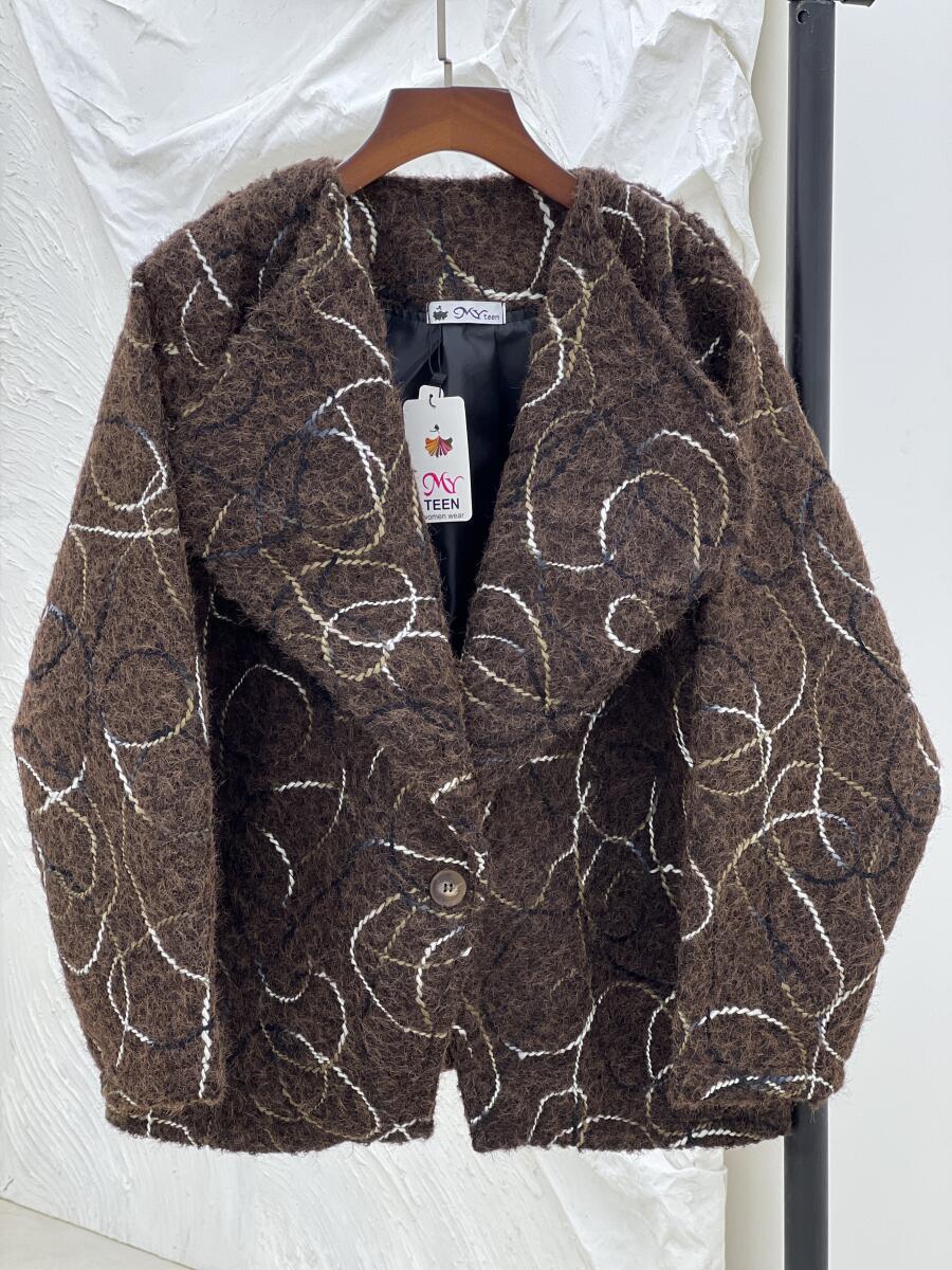 پالتو کتی موهر پشمی گلدوزی شده آستردار pd344-10