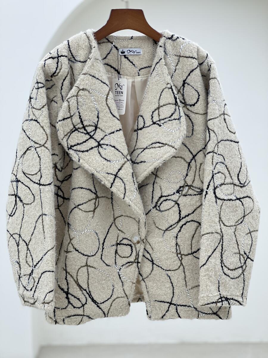 پالتو کتی موهر پشمی گلدوزی شده آستردار pd344-10