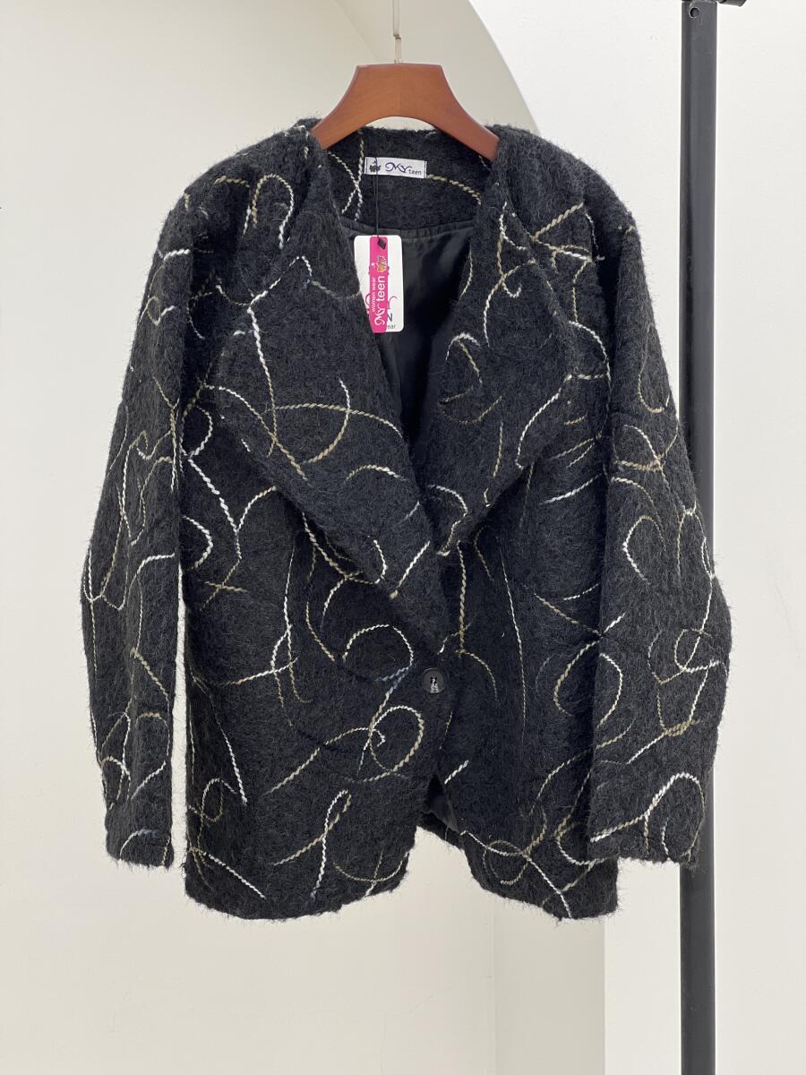 پالتو کتی موهر پشمی گلدوزی شده آستردار pd344-10