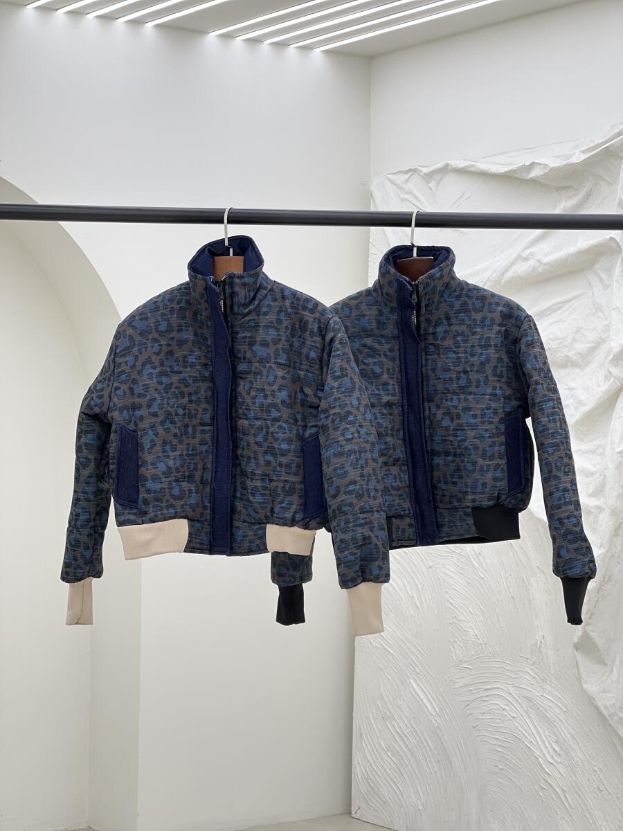 کاپشن طرح پلنگی آستین کش بافت آستردار pd358-5