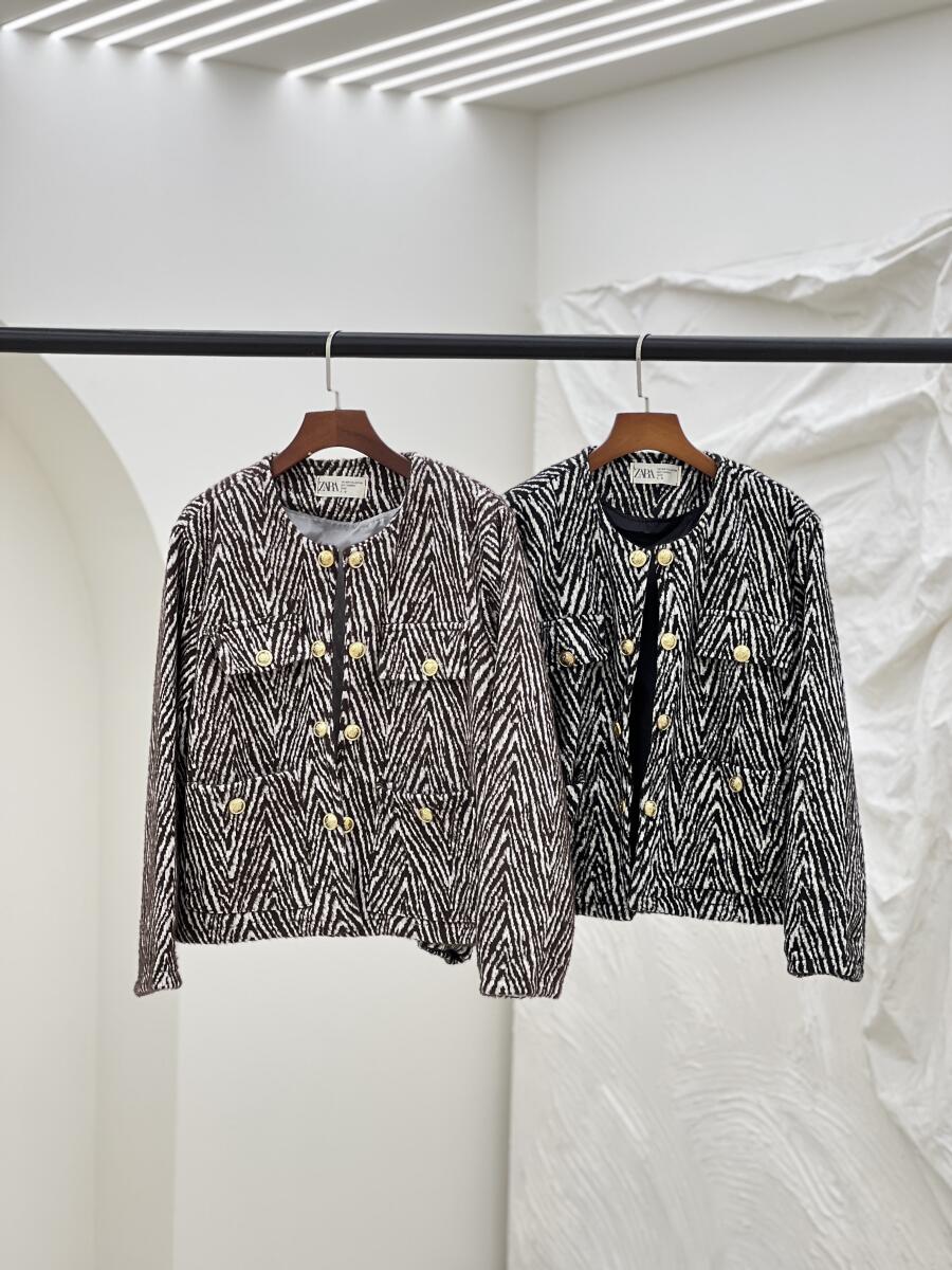 کت موهر مزونی طرح دار آستردار pd354-7