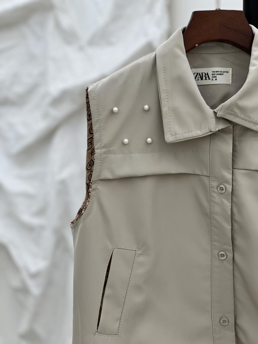 وست پاییزه مرواریددوزی شده آستردار pd353-3