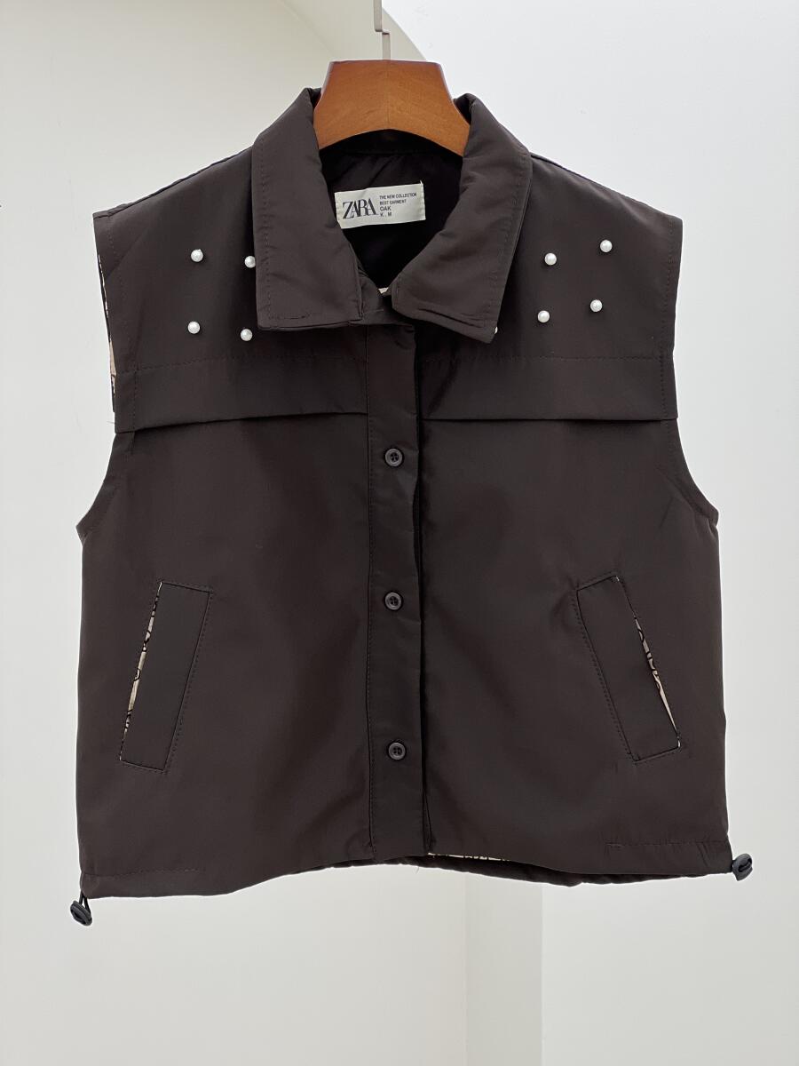 وست پاییزه مرواریددوزی شده آستردار pd353-3