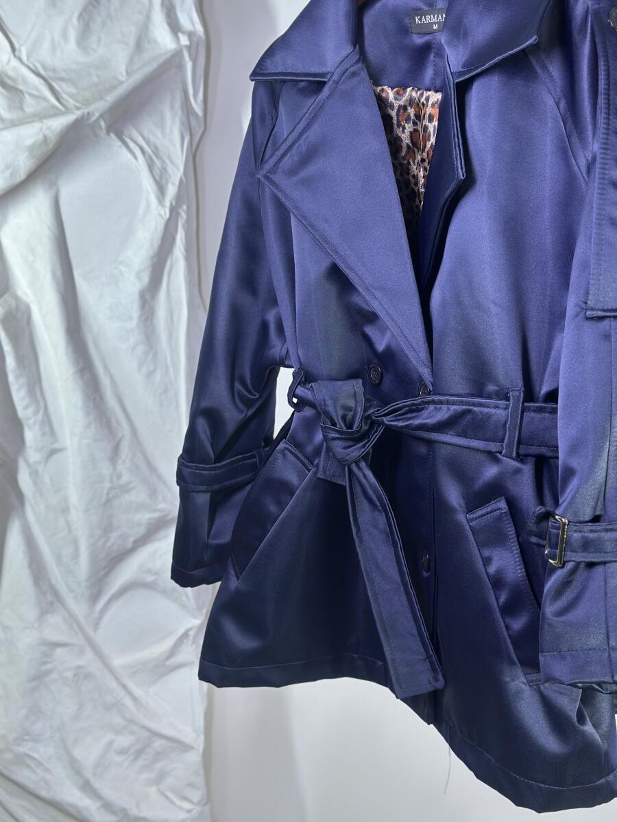 بارانی سانتانا طرح براق آستین کمربندی آستردار pd370-3