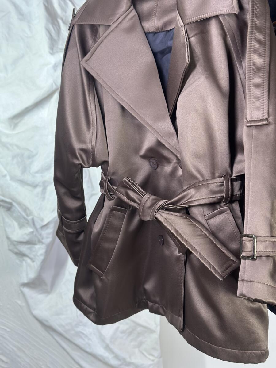 بارانی سانتانا طرح براق آستین کمربندی آستردار pd370-3