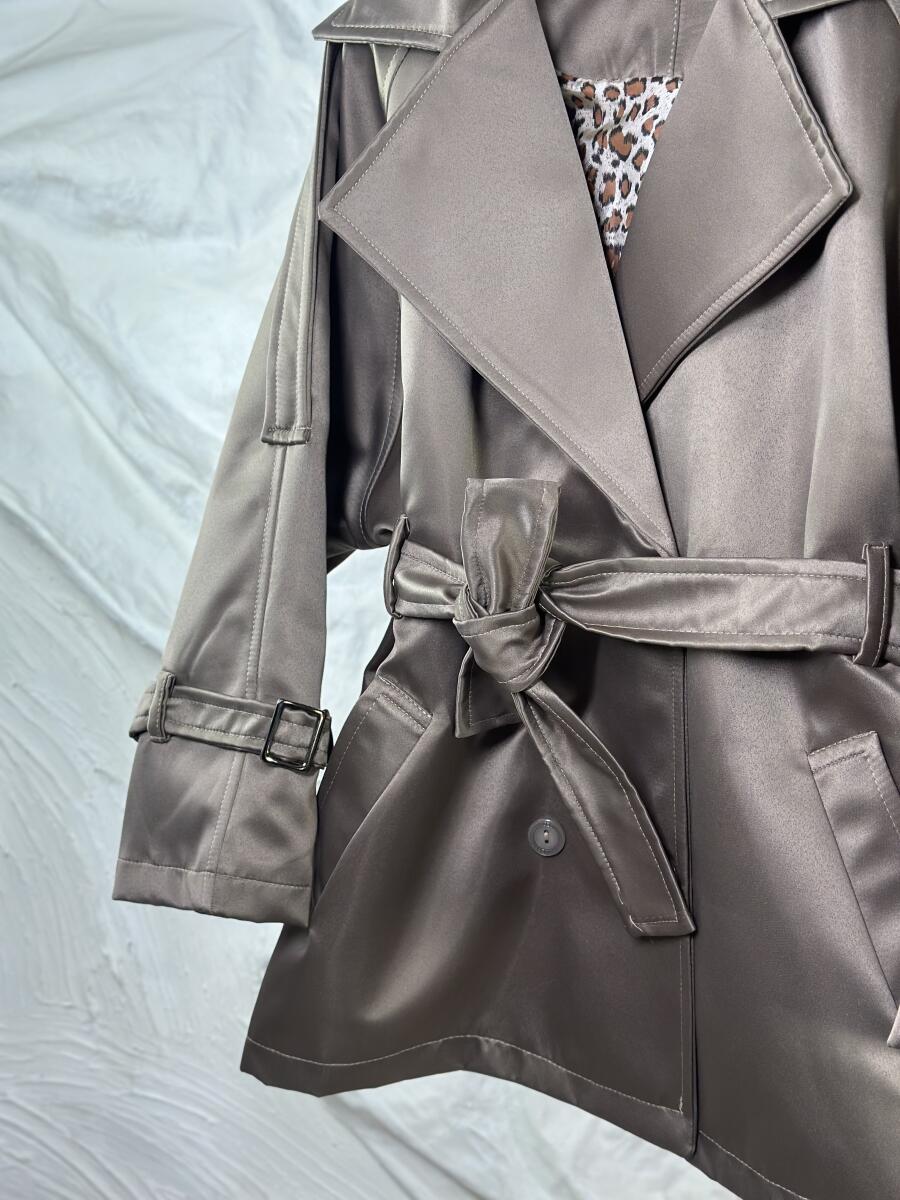 بارانی سانتانا طرح براق آستین کمربندی آستردار pd370-3