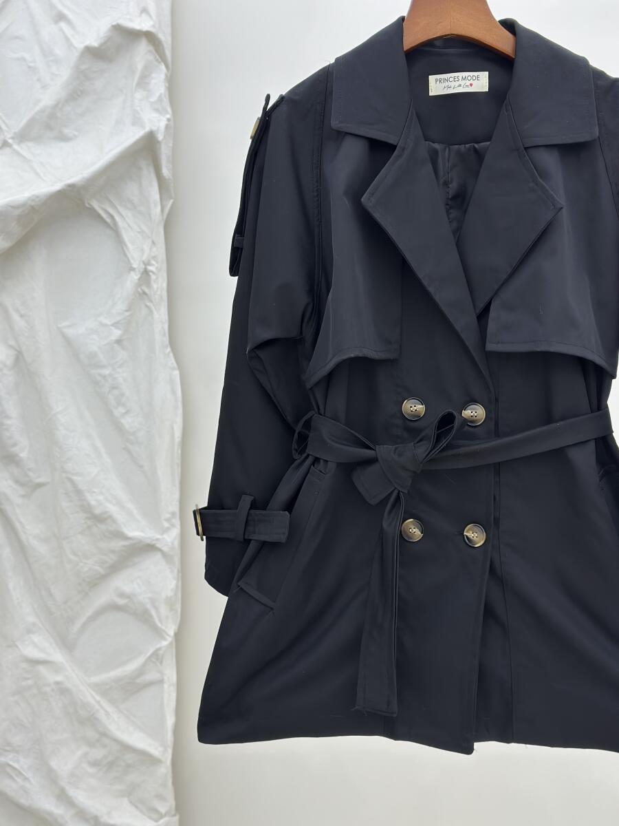 ترنچ کت آستین کمربندی آستردار pd376-5