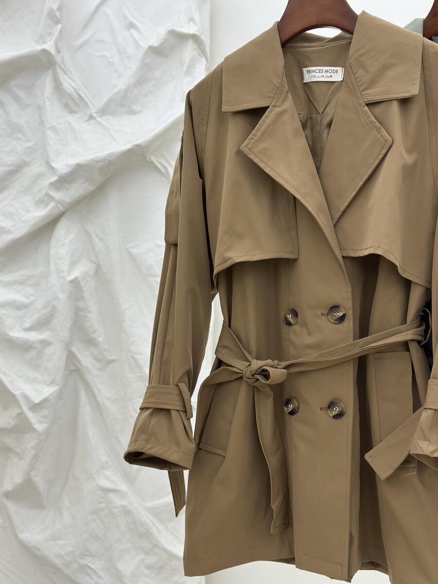 ترنچ کت آستین کمربندی آستردار pd376-5